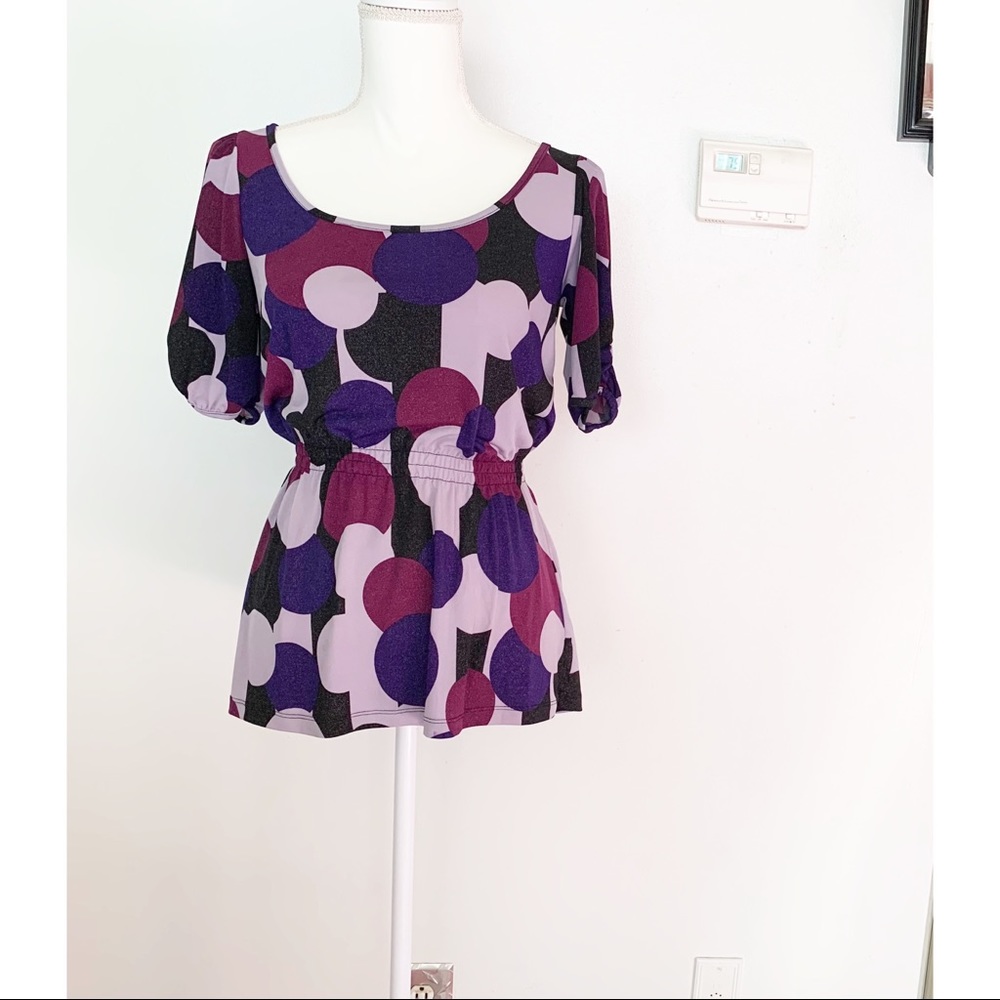 Eyeshadow Multi Color Short Sleeve Top Size Small